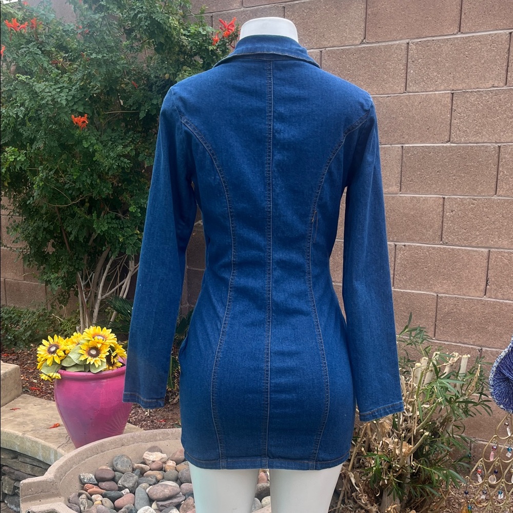 Denim Zip-Up Dress - Picture 3 of 8